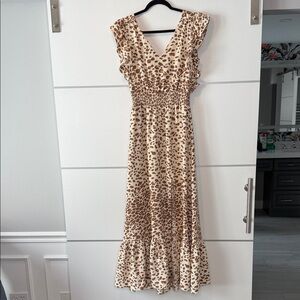 Express Beige and Brown Animal Print Maxi Dress